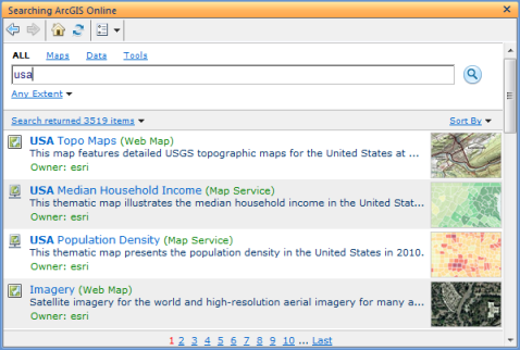 Search online content using ArcGIS Explorer Desktop