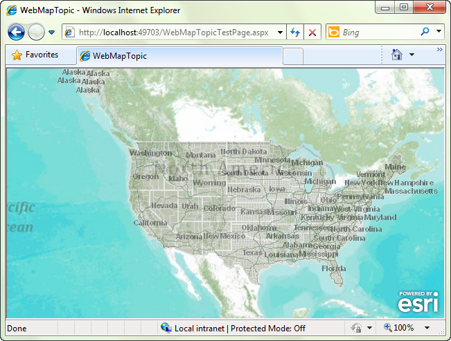 Screen shot of a web map in a Silverlight application.