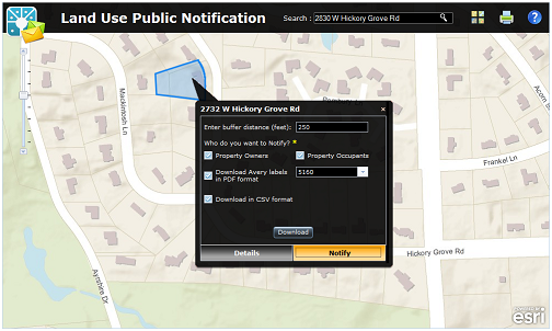 Mapa Land Use Public Notification