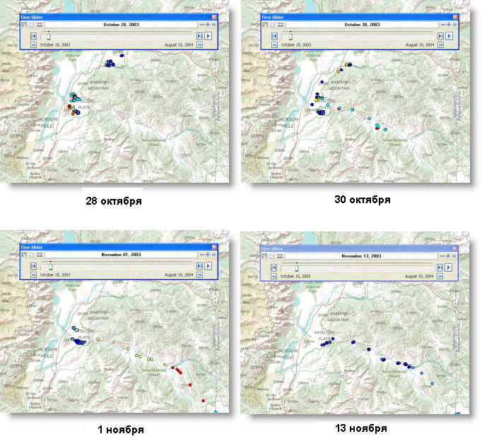 GPS locations for tracking the summer movements of pronghorn antelope south of Grand Tetons National Park in the U.S.