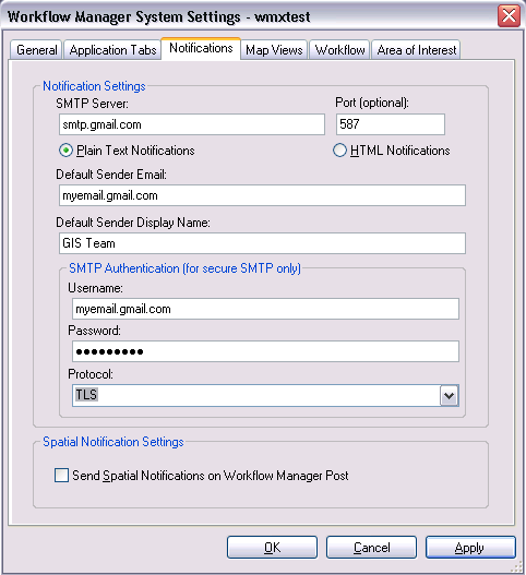 Configure SMTP settings