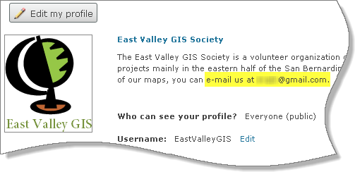Das ausgefüllte Profil der East Valley GIS Society