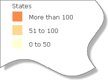 Die Kartenlegende zeigt nach dem Kriminalitätsindexwert in drei Klassen eingeteilte Bundesstaaten