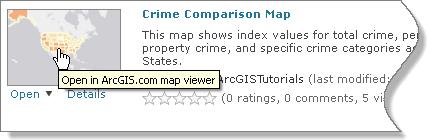 Die Karte "Crime Comparison" in der Liste der Suchergebnisse