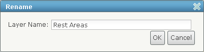 Das Dialogfeld "Umbenennen" mit der Eingabe "Rest Areas"