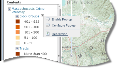 Das Kontextmenü für den Sublayer "Block Groups"