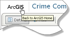 Zeigen Sie mit dem Mauszeiger auf den Link "Zurück zur ArcGIS-Startseite"