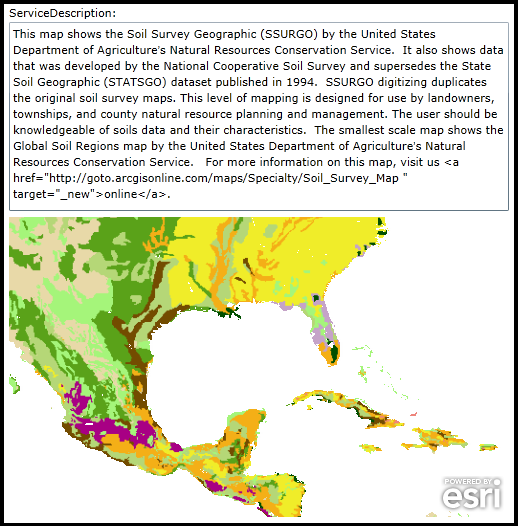 Showing the ServiceDescription of an ArcGISDynamicMapServiceLayer.