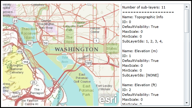 Interrogating the sub-layer information of the ArcGISDynamicMapServiceLayer.Layers Property.