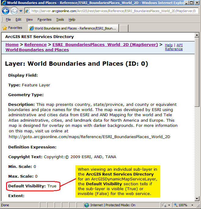 Determining the sub-layer visibility using the ArcGIS REST Services Directory.