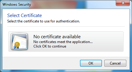 Try to access an X509Certificate when none are installed on the client computer.