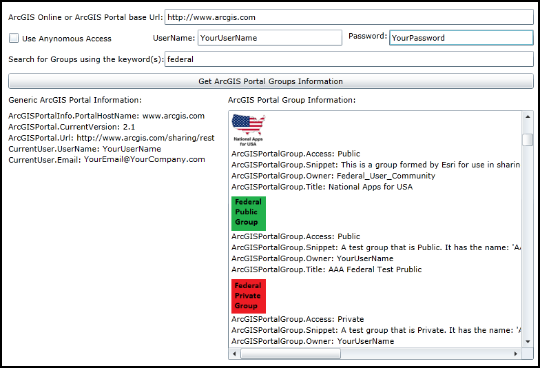 Accessing ArcGISPortal.ArcGISPortalGroup information.