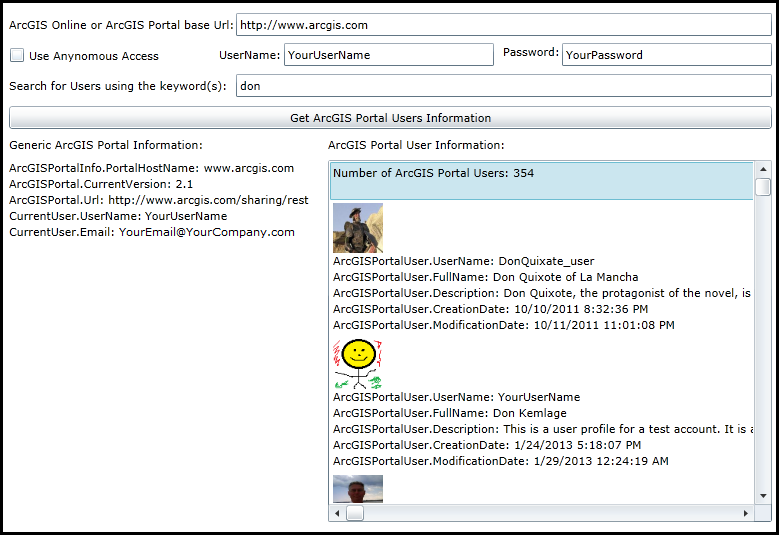 Accessing ArcGISPortal.ArcGISPortalUser information.