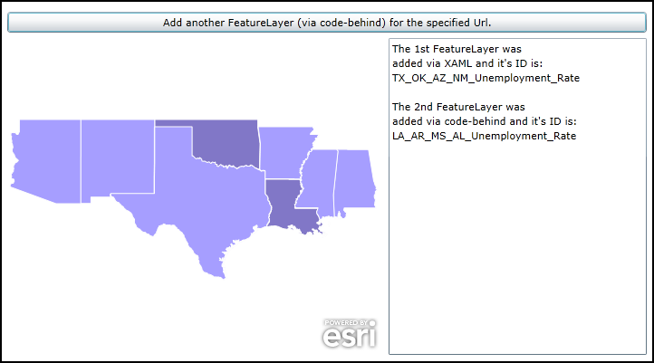 Example of how to add a FeatureLayer in XAML and code-behind.