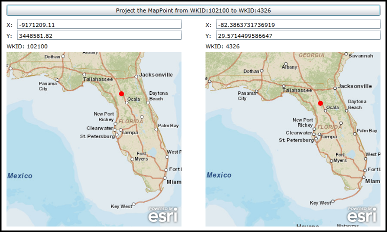 Using the Tasks.GeometryService.ProjectAsync Method.