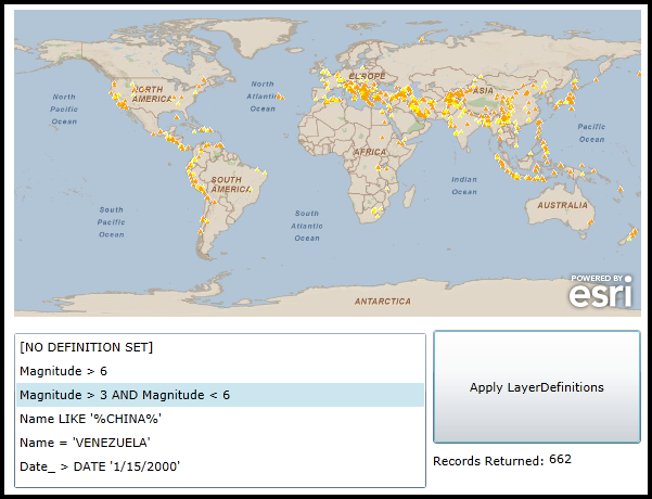 Choosing from various LayerDefinition values in a ListBox to re-render the ArcGISDynamicMapServiceLayer.