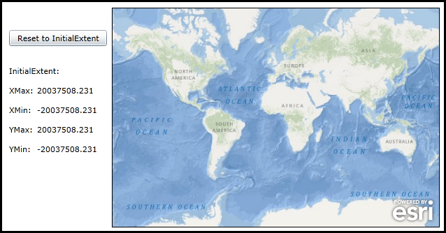 Reset the Map to the ArcGISTiledMapServiceLayer.InitialExtent.