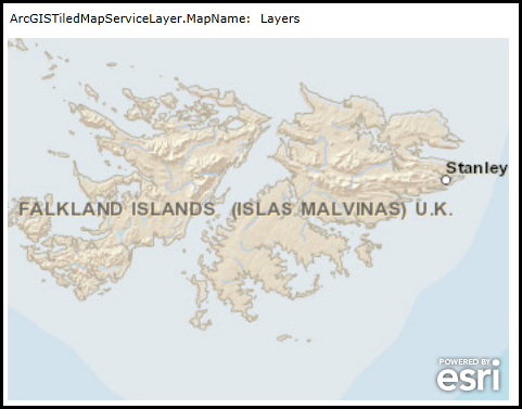 Displaying the ArcGISTiledMapServiceLayer.MapName Property.