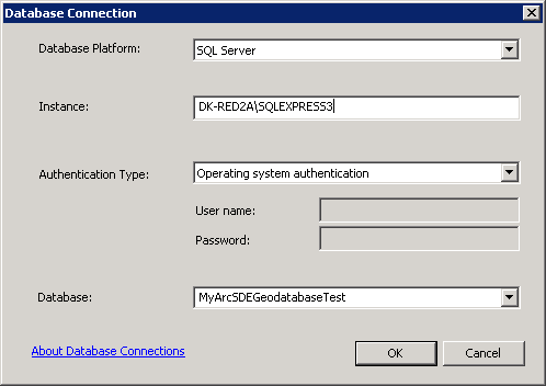 Provide the SQL Server Instance name and Database in the dialog.