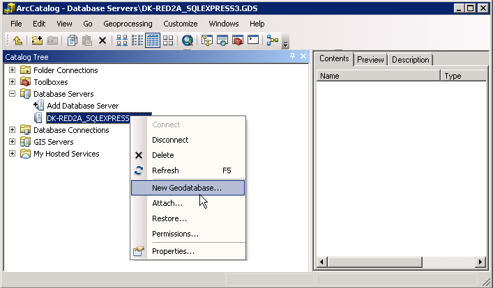 Choose create a 'New Geodatabase' from the context menus.