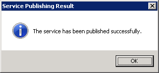 The Service Publishing Result dialog appears whan the map service have been published.