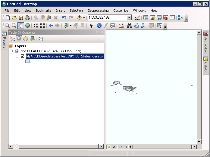 Drag-n-drop the Geodatabse Feature Class into the Data View of ArcMap.