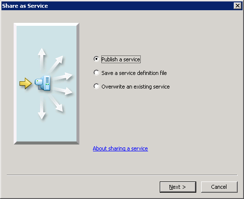 Choose the default (Publish a service) in the Share as Service dialog.
