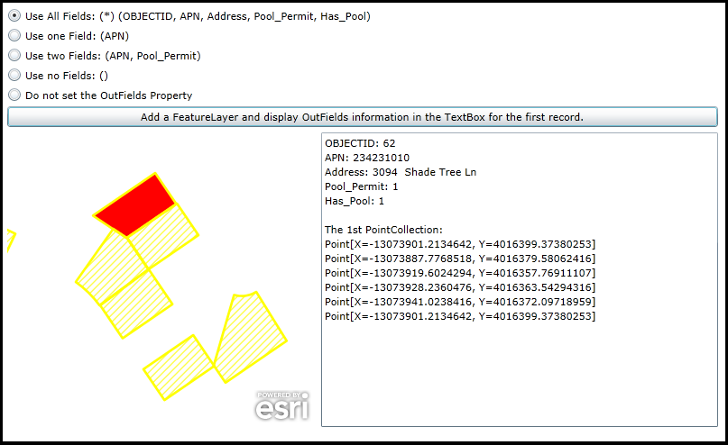 Seeing the results fo changing the FeatureLayer.OutFields Property.