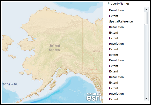 Demonstrating displaying Non-Dependency Properties that have fired in the Map.PropertyChanged Event.