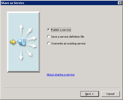 Choose the default options in the Share as Service dialog.