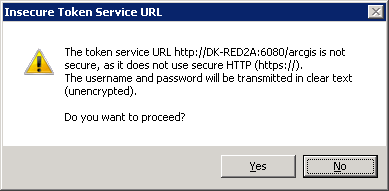 Choose Yes in the Insecure Token Service URL dialog to publich a service without security tokens.