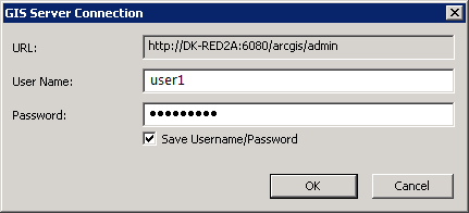 Specify the correct User Name and Password credentials in the GIS Server Connection dialog.