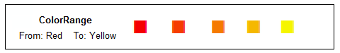 Visual example of a ColorRange going from red to yellow.