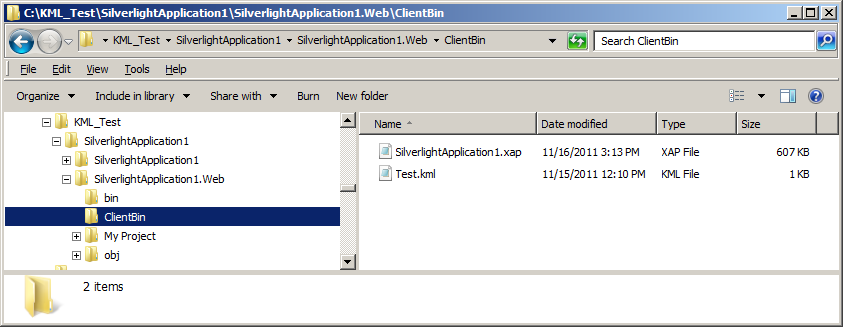 Location of the .kml file on disk.