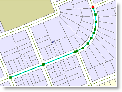 Se agregan vértices individuales para representar la forma de una línea de centro de carretera