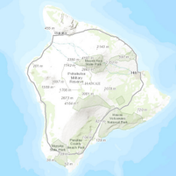 Mapa base topográfico acercado a la Isla de Hawái