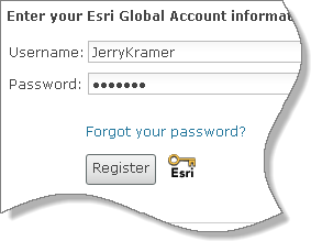 Nombre de usuario y contraseña de una cuenta global de Esri existente