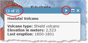 Barra de título de la ventana emergente de un volcán