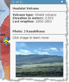 Ventana emergente del volcán Hualalai