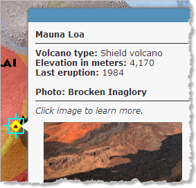 Ventana emergente para el volcán Mauna Loa