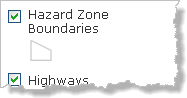 Símbolo de la capa Hazard Zone Boundaries expandida