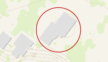 Huella del edificio Morey Mansion rodeada por un círculo en la imagen