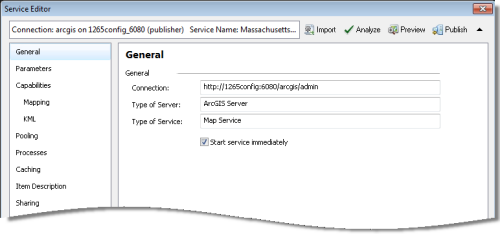 Cuadro de diálogo Editor de servicios