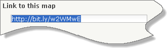 URL resaltada en el cuadro de texto Enlace a este mapa