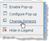 Options Modifier les symboles proposées par le menu contextuel de la couche