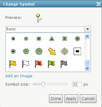 La boîte de dialogue Changer de symbole