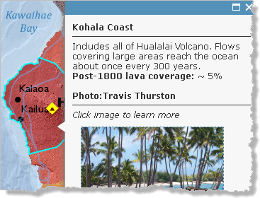 Fenêtre contextuelle de la zone de risque de Kohala Coast