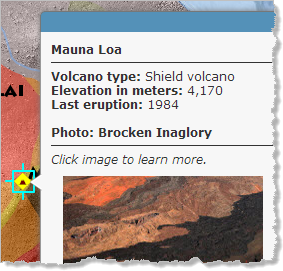 Fenêtre contextuelle du volcan Mauna Loa