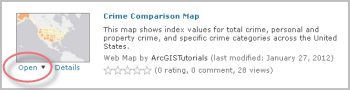 検索結果の一覧の Crime Comparison Map。