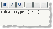 「Volcano type:」が太字になった入力ボックス